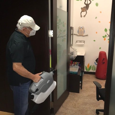 Sanitizing rooms with fogger